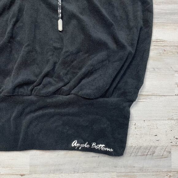 Apple Bottoms Black Silver Terry Hoodie Swim Coverup   SZ XL C101637 - Picture 3 of 9